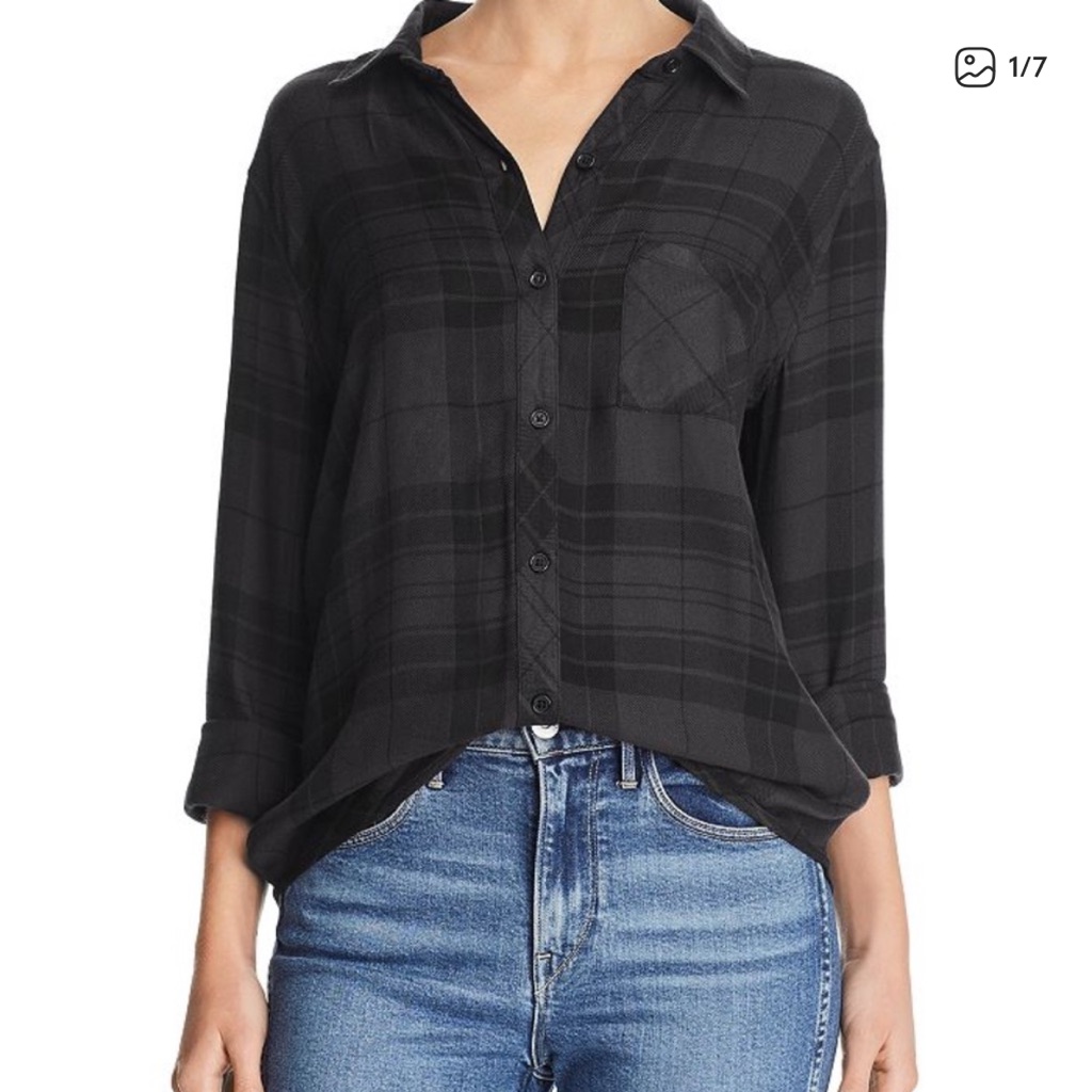 Rails Black Checkered Button-Down Shirt